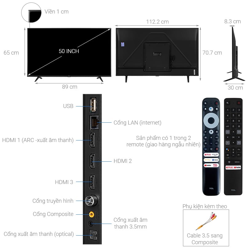 Android Tivi TCL 4K 50 inch 50P615