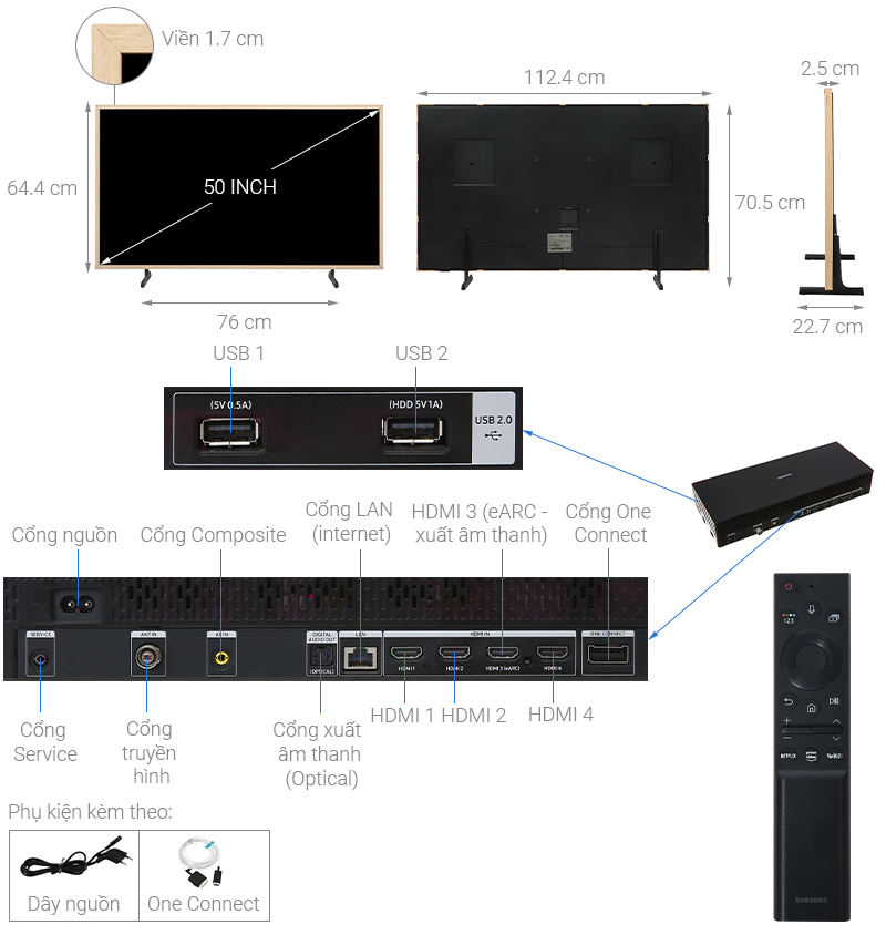 Smart Tivi Khung Tranh The Frame QLED Samsung 4K 50 inch QA50LS03A