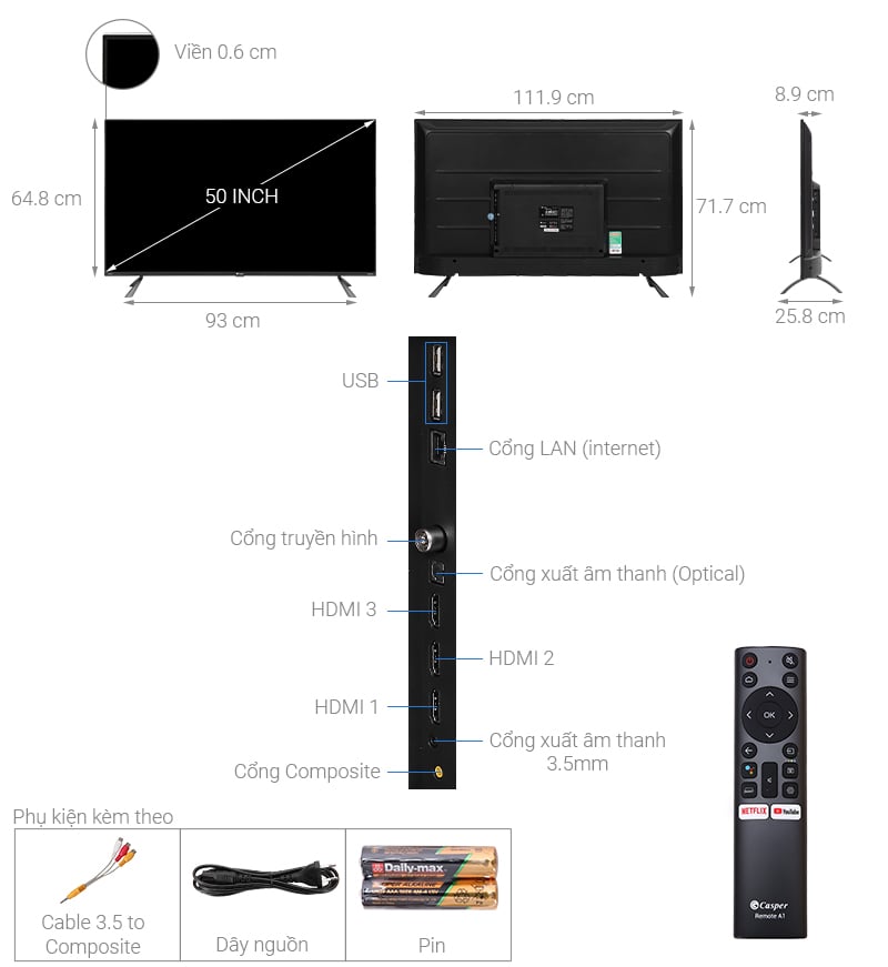 Android Tivi Casper 4K 50 inch 50UG6100