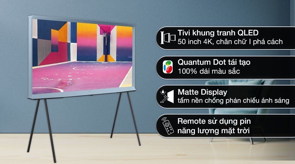 Smart Tivi Samsung Kiểu Chữ I Có Chân The Serif QLED 4K 50 inch QA50LS01BB | Model 2022