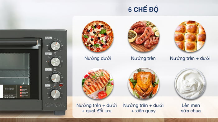 6 chức năng nướng khác nhau 6 chức năng nướng khác nhau