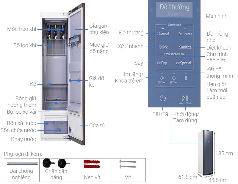 Tủ chăm sóc áo quần thông minh Samsung DF60R8600CG/SV