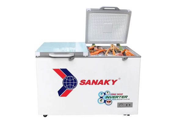 Tủ đông 1 ngăn 2 cánh 235 lít inverter Sanaky VH-2899A4KD (mặt kính cường lực xanh)