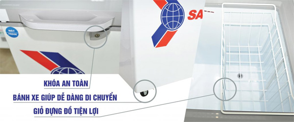Tủ đông 1 ngăn 2 cánh 235 lít inverter Sanaky VH-2899A4KD (mặt kính cường lực xanh)