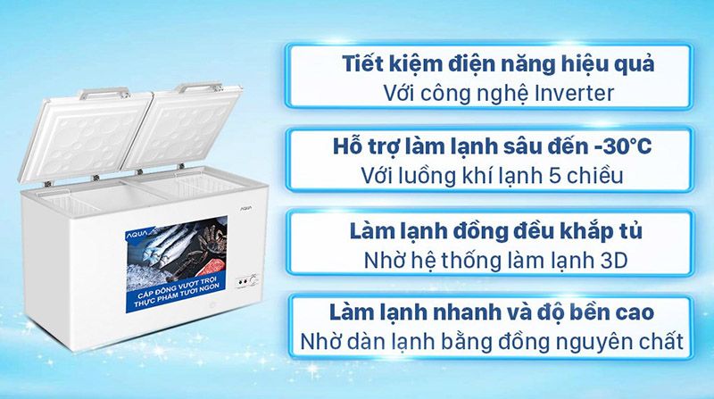 Tủ đông 1 ngăn AQUA Inverter 519 lít AQF-C6901E