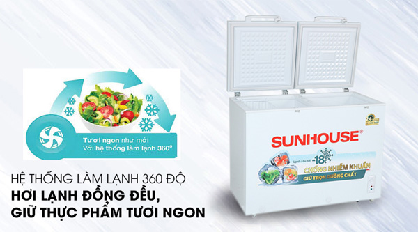 Tủ đông 2 ngăn 2 cánh Sunhouse SHR-F2272W2