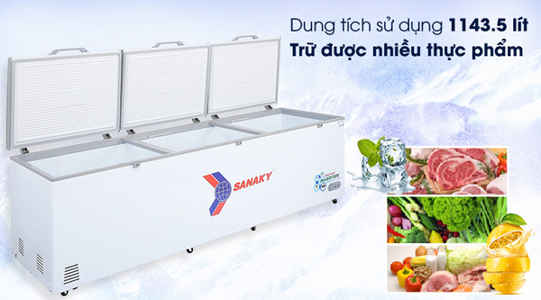 Hình ảnh  tủ đông Inverter 1 ngăn 3 cánh mở Sanaky VH 1399HY