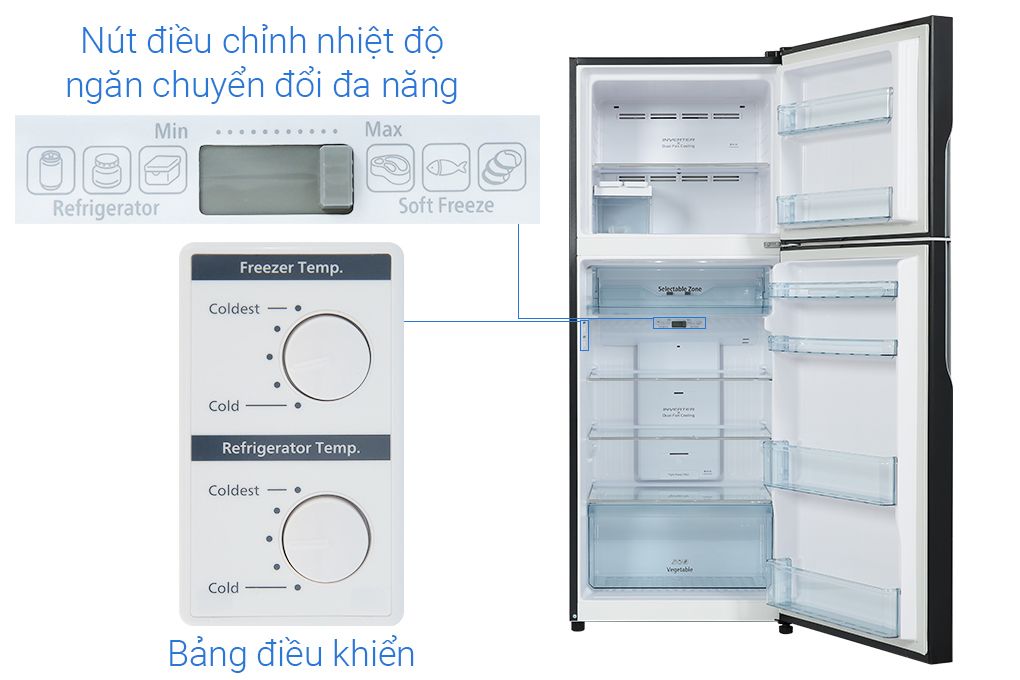 Tủ lạnh Hitachi Inverter 366 lít R-FVX480PGV9 GBK (2 cánh)