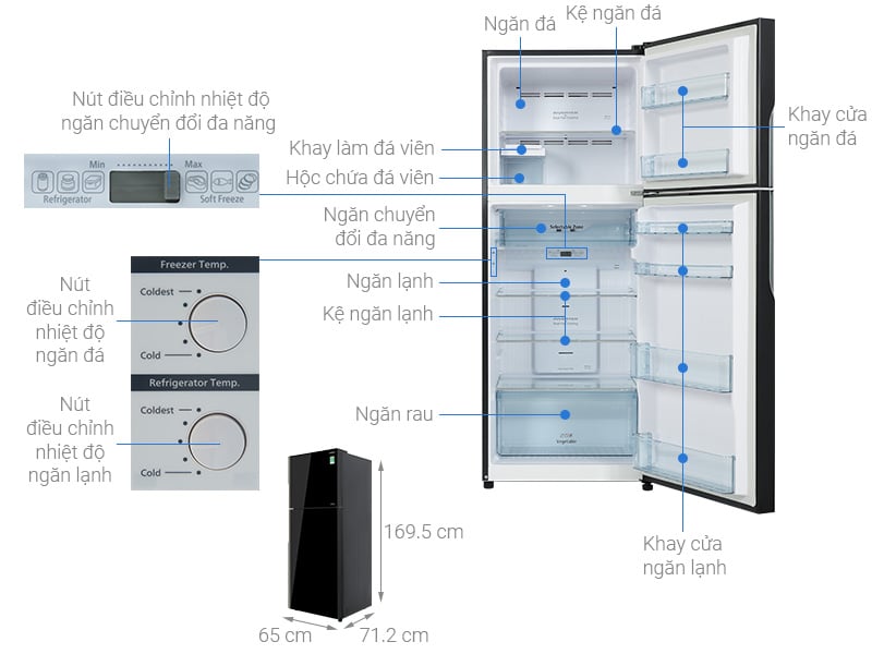 Tủ lạnh Hitachi Inverter 366 lít R-FVX480PGV9 GBK