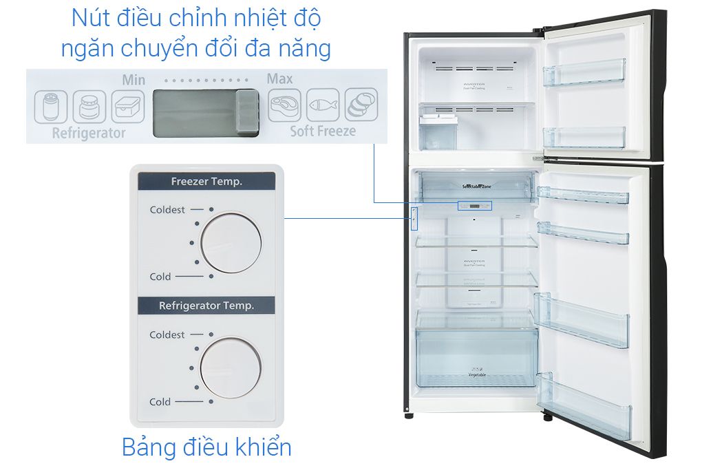Tủ lạnh Hitachi Inverter 366 lít R-FVX480PGV9 MIR (2 cánh)