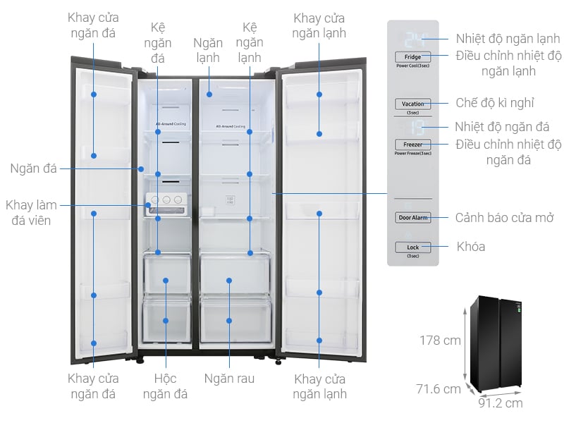 Tủ lạnh Samsung Inverter 655 lít RS62R5001B4/SV