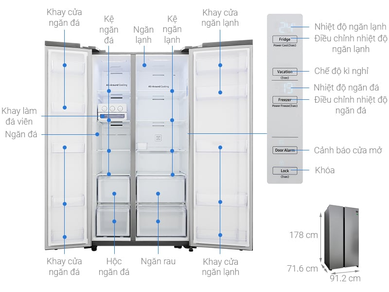 Tủ lạnh Samsung Inverter 655 lít RS62R5001M9/SV