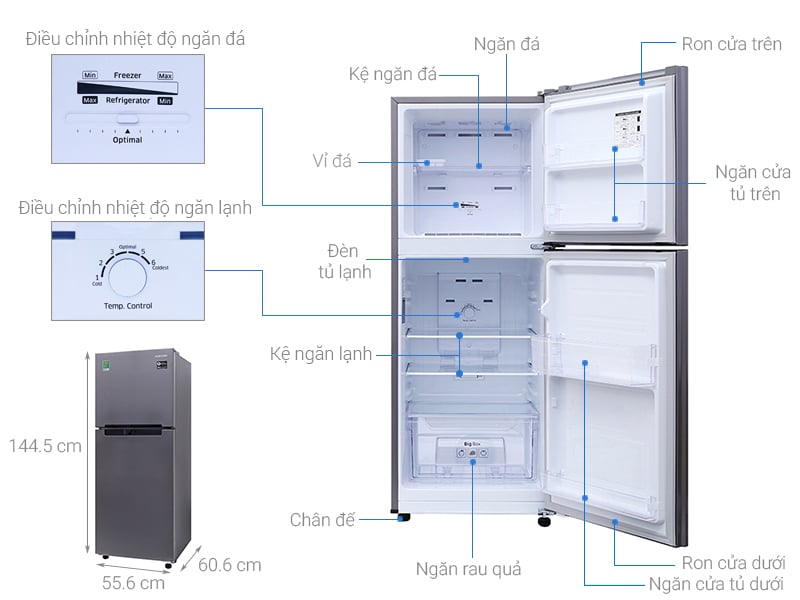 Tủ lạnh Samsung Inverter 208 lít RT20HAR8DBU/SV