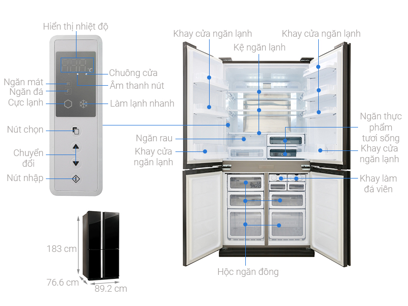 Tủ lạnh Sharp Inverter 605 lít SJ-FX688VG-BK