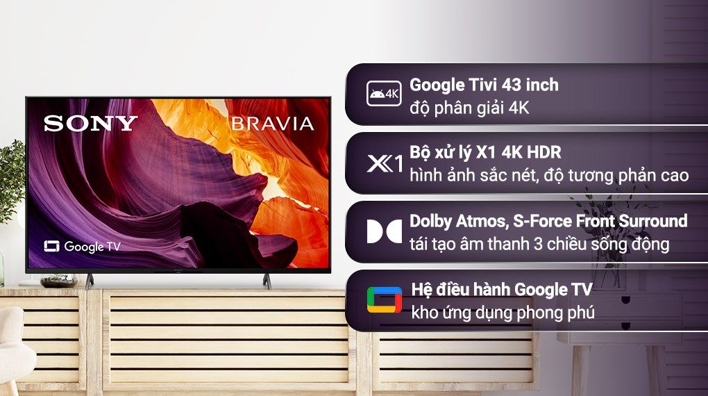 Google Tivi Sony 4K 43 inch KD-43X81DK [ 43X81DK ] - Chính Hãng