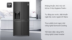 Tủ lạnh LG Inverter 494 lít GR-D22MB (4 cánh)