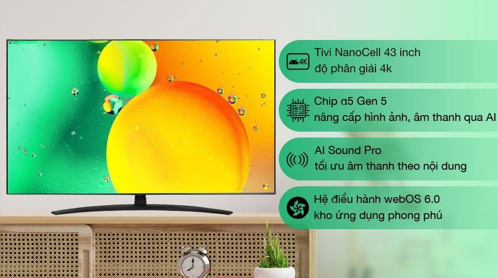 Smart Tivi LG NanoCell 4K 43 inch 43NANO76SQA [ 43NANO76 ] - Chính Hãng