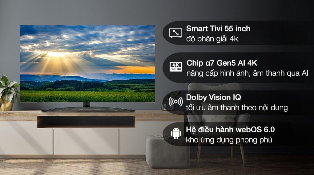 Smart Tivi LG QNED 4K 55 inch 55QNED86SQA [ 55QNED86 ] - Chính Hãng