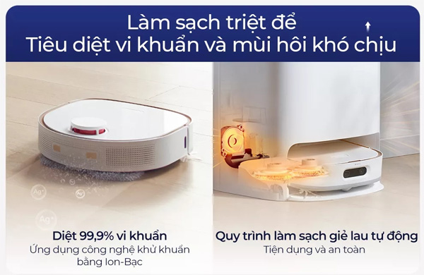 Làm sạch triệt để, tiêu diệt vi khuẩn Xiaomi Dreame Bot W10 Pro