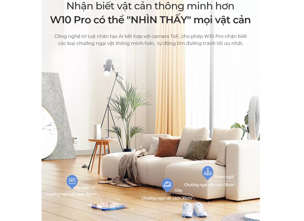Nhận biết vật cản thông minh Xiaomi Dreame Bot W10 Pro
