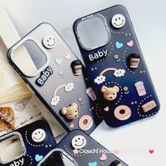 Case Ốp điện thoại iPhone Nền Đen Nhám Icon Nổi Viền Cam Titan iPhone 11/12/13/14/15/Pro/Promax