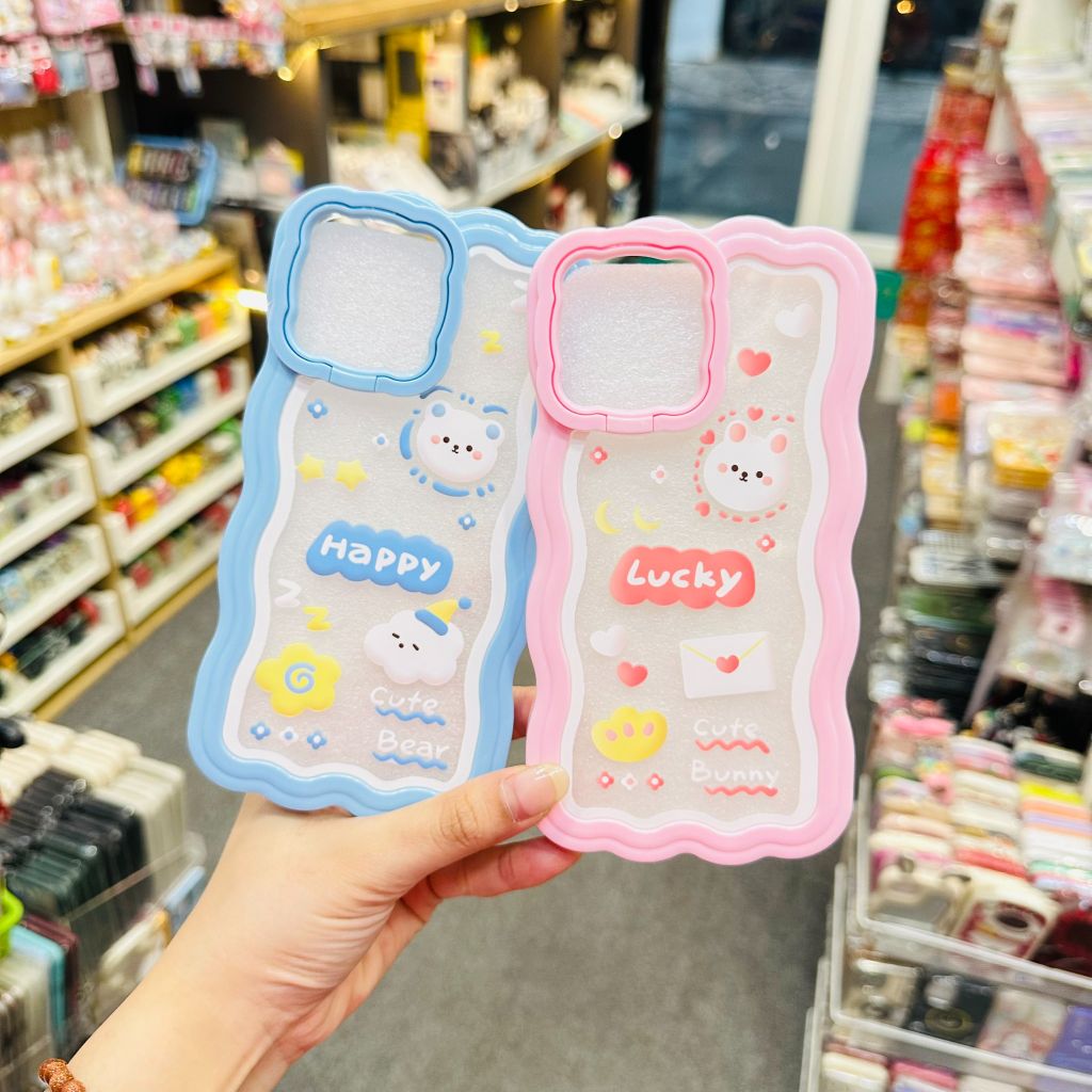 Case Ốp điện thoại iPhone Chống Dựng Viền Gợn Sóng Trong Kute iPhone 12/13/Pro/Promax