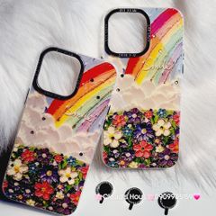 Case Ốp điện thoại iPhone Vườn hoa Cầu vồng Hologram Smile Kèm bảo vệ camera iPhone 11/12/13/14/15/Pro/Plus/Promax