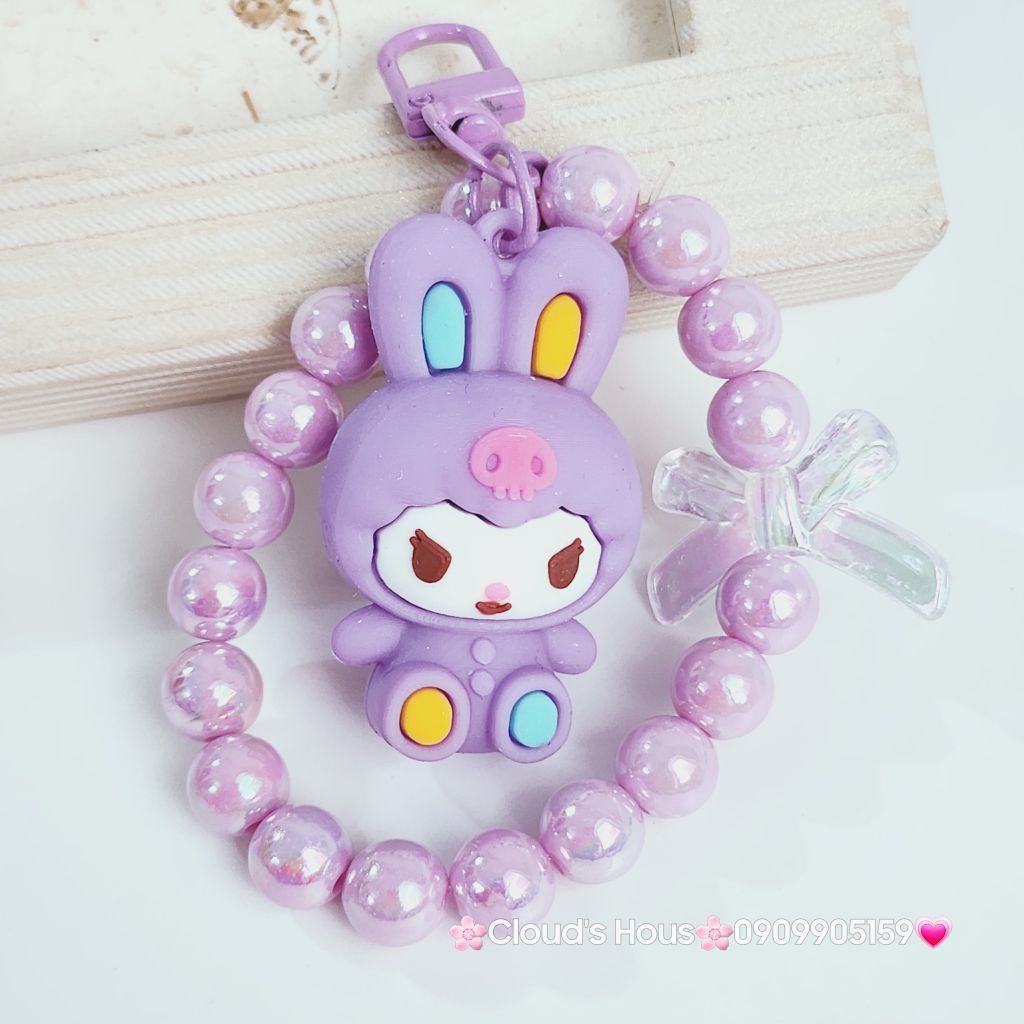 Vòng charm đeo điện thoại Ngọc trai Nơ trong Charm Hoạt hình