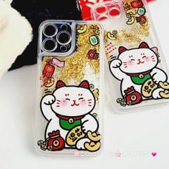 Case Ốp điện thoại iPhone Mèo May Mắn Nước Bling Bling iPhone 11/12/13/14/15/Pro/Promax - TẾT