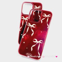 Case Ốp điện thoại iPhone Nơ Trắng Nền Đỏ White iPhone 12/13/14/15/16/Pro/Promax