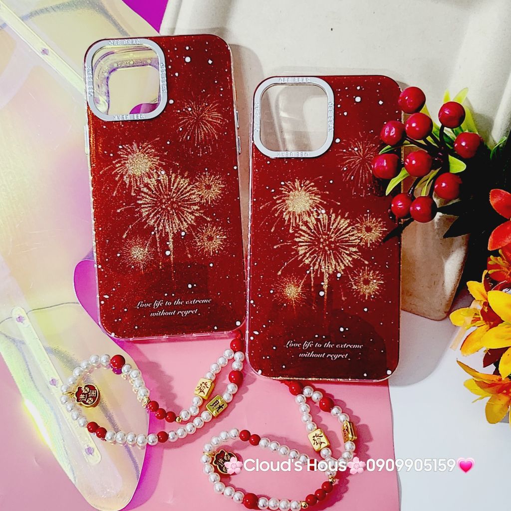 Case Ốp điện thoại iPhone Pháo Hoa Đỏ Bóng iPhone 11/12/13/14/15/Pro/Promax - TẾT