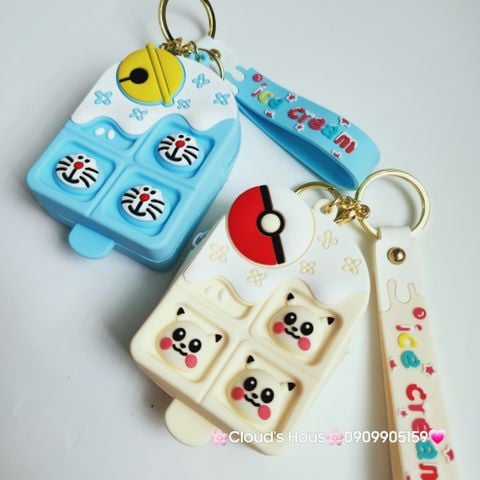 Bóp móc khoá Silicone Que Kem Pop It