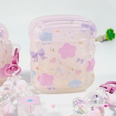 Cover Case Vỏ bảo vệ Airpod Hoa Tulip Trong Phao Gợn Sóng Kèm Charm Airpod 1/2/3/Pro/Pro2