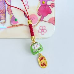 Móc Điện Thoại Móc Túi Phụ Kiện Đẹp Mèo Thần Tài Mini chất liệu sứ
