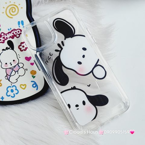 CASE IPHONE Snoopy Viền Dẻo Trong Chống Shock & Nhám da tai gấu (không vàng - nút nổi)