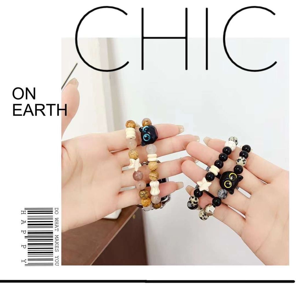 Dây Apple Watch Charm Mèo đen sỏi đá dây rút