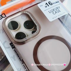 Case Ốp điện thoại iPhone HD CASE LƯNG TRONG VIỀN ĐÍNH ĐÁ CAMERA Magsafe Trong Chống Shock iPhone 16Promax(LUXURY CASE)