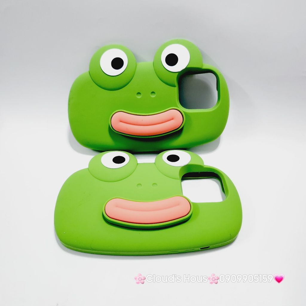 Case Ốp điện thoại iPhone Su dẻo Ếch Môi Dày 3D Nổi Xanh & Hồng iPhone 11/12/13/14/15/Pro/Promax