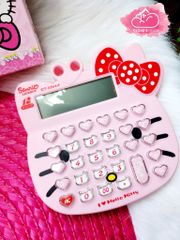 Máy Tính Hello Kitty Màu Hồng Nhạt Nơ Đỏ Chấm Bi Mặt Tròn Mũi Heo Số bóng