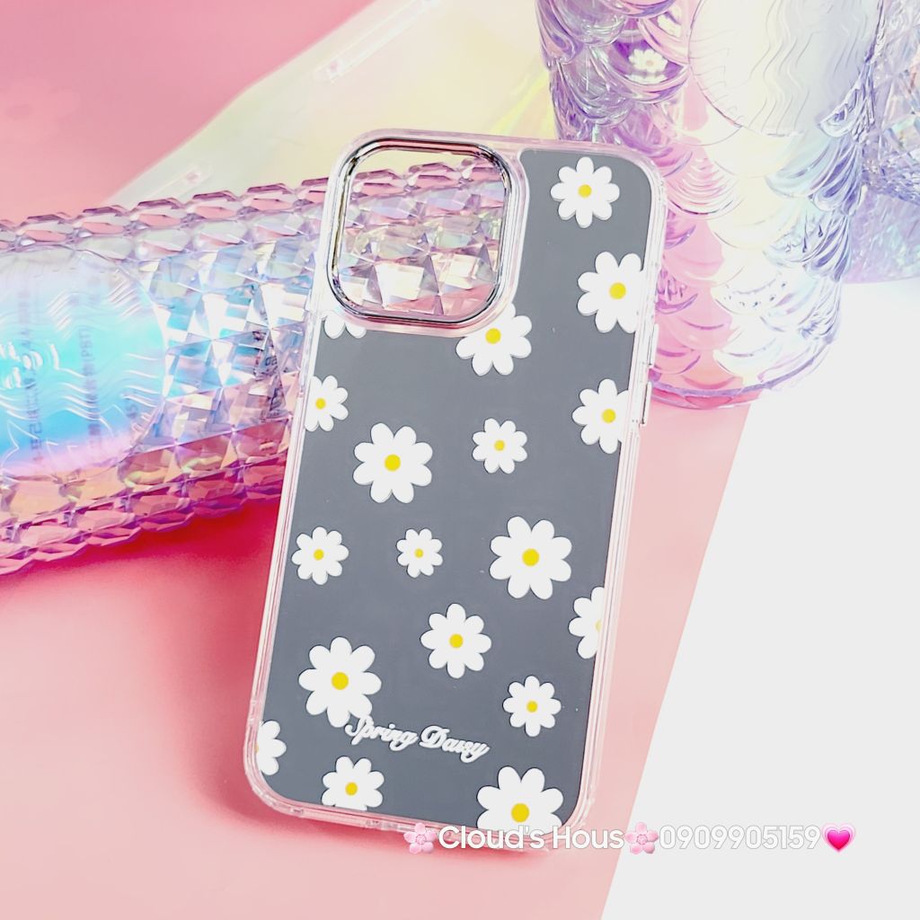 Case Ốp điện thoại iPhone Cúc họa mi Spring Daisy Gương nút nổi iPhone 11/12/13/14/Pro/Promax