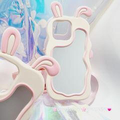 Case Ốp điện thoại iPhone Su dẻo Tai Thỏ Gợn Sóng Lưng Gương iPhone 6P/7P/8P/X/Xs/XSMax/11/12/13/14/15/Pro/Promax