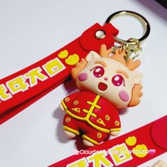 Móc Khóa Rồng Vàng Áo Đỏ Chúc TẾT Happy New Year