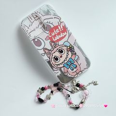 Case Ốp điện thoại iPhone Labubu Moko Hồng Ánh Lông Vũ Bạc Hologram iPhone 7+/8+/X/XSM/11/12/13/14/15/Plus/Pro/Promax