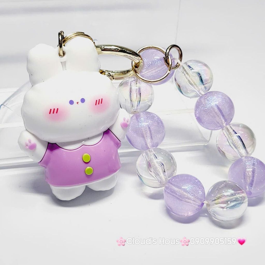 Móc Khóa đeo tay hoạt hình kute Thỏ Trắng Mặc Áo