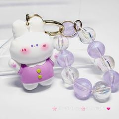 Móc Khóa đeo tay hoạt hình kute Thỏ Trắng Mặc Áo