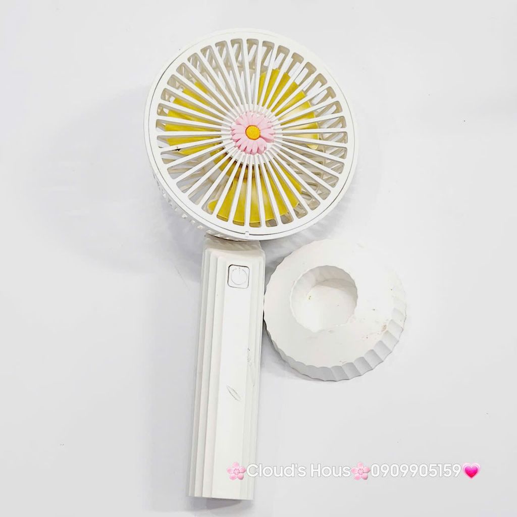 Mini Fan - Quạt Cầm Tay Trắng Bông Hoa