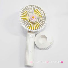 Mini Fan - Quạt Cầm Tay Trắng Bông Hoa