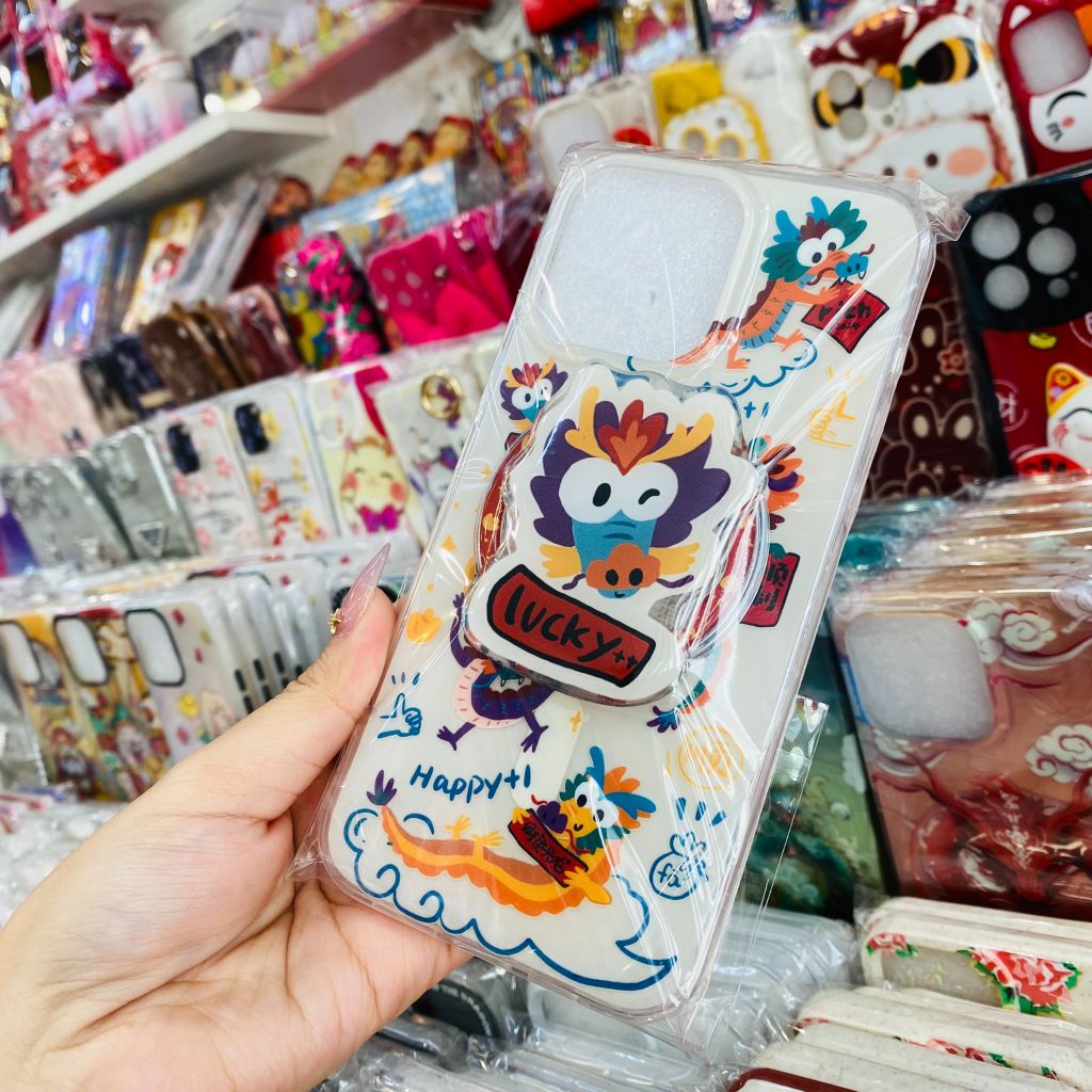 Case Ốp điện thoại iPhone Rồng Magsafe kèm Popsocket iPhone 11/12/13/14/15/Pro/Promax - TẾT