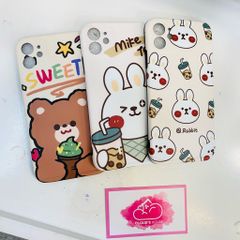 Case Ốp điện thoại iPhone Thỏ Milk Tea và Gấu Sweet Nhám bóng nền kem (3 mẫu)