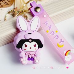 Móc khóa Gấu và Thỏ đầu xù Happy